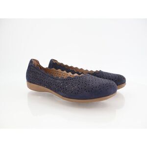 Earth Origins Brea Ballet Flats Womens Size 7.5 Blue Perforated Leather Scallop